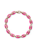 Ada Bracelet in 18k Pink Gold with Neon Pink Enamel and White Diamonds — Melissa Kaye