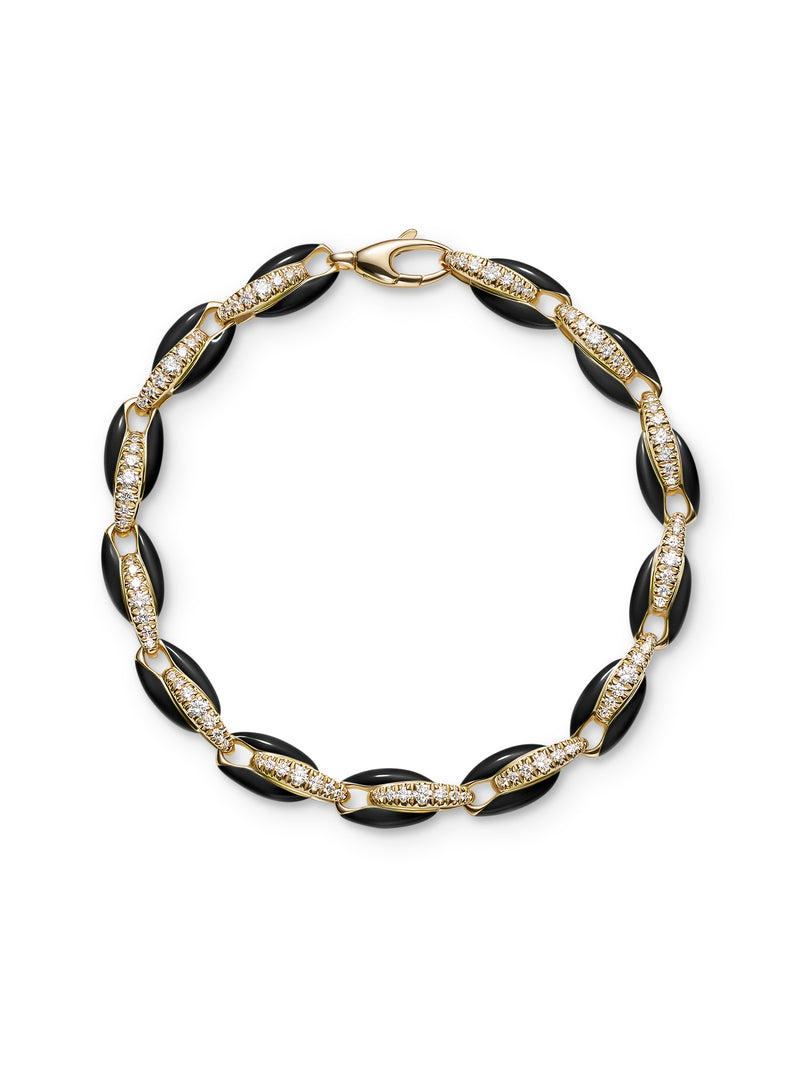 Ada Bracelet in 18k Yellow Gold with Black Enamel and White Diamonds — Melissa Kaye
