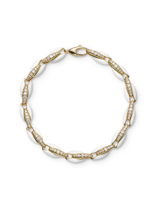 Ada Bracelet in 18k Yellow Gold with White Enamel and White Diamonds — Melissa Kaye