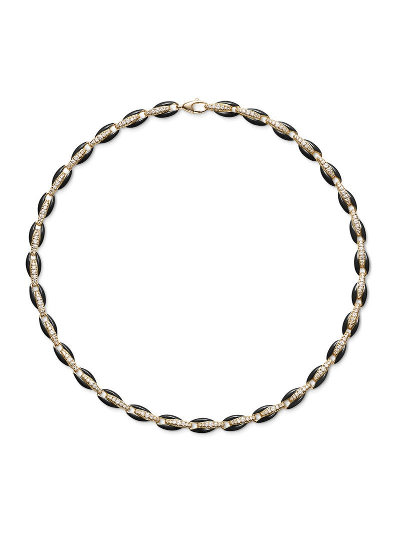 Ada Necklace in 18k Yellow Gold with Black Enamel and White Diamonds — Melissa Kaye