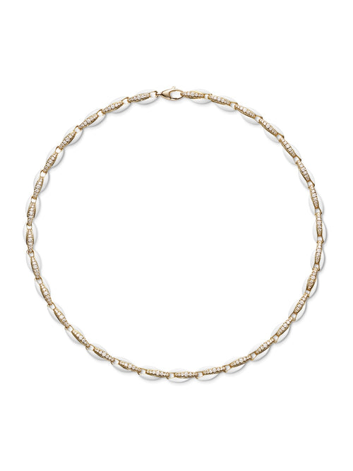 Ada Necklace in 18k Yellow Gold with White Enamel and White Diamonds — Melissa Kaye