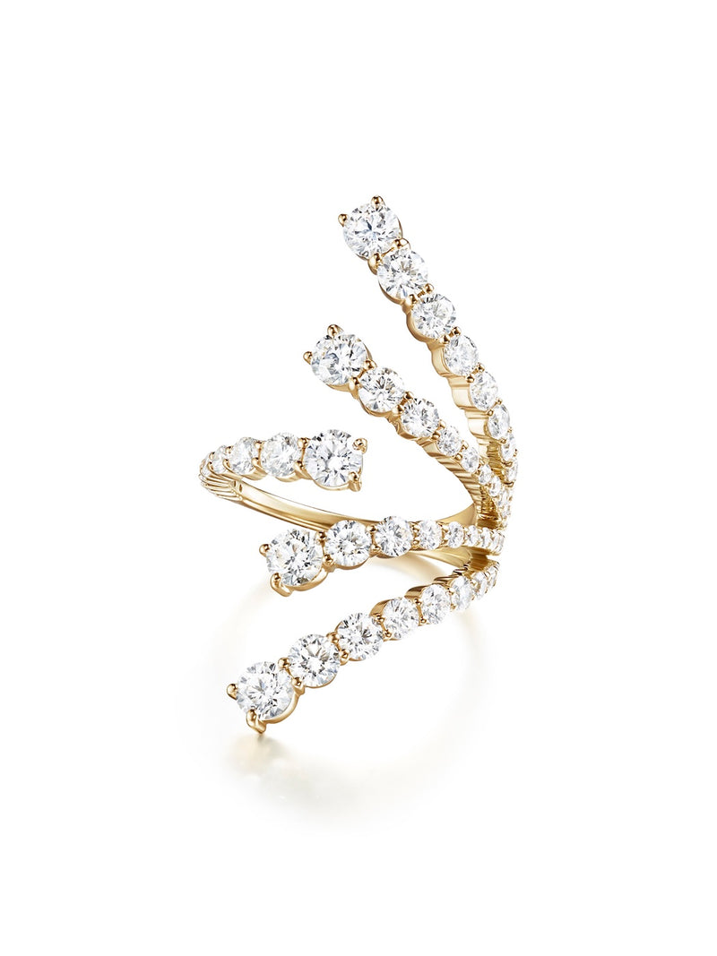 Aria Cascade Ring in 18k Yellow Gold with White Diamonds — Melissa Kaye