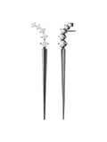 Aria Dagger Earring in 18k Blackened Gold with Partial Diamond Setting — Melissa Kaye