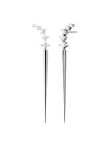 Aria Dagger Earring in 18k White Gold with Partial Diamond Setting — Melissa Kaye