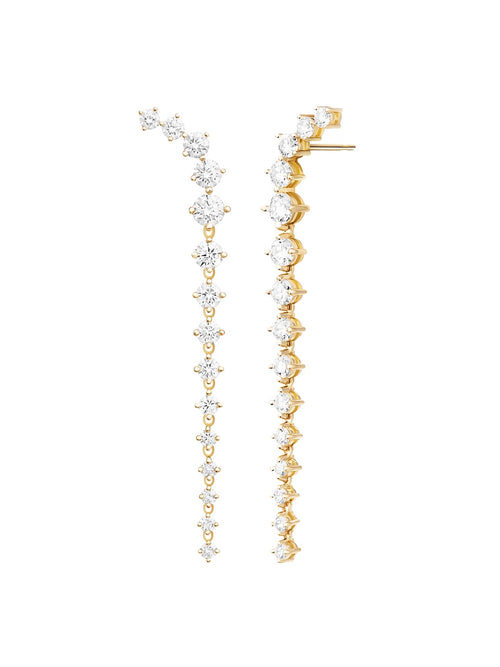 Aria Dagger Earring Long in 18k Yellow Gold with White Diamonds — Melissa Kaye