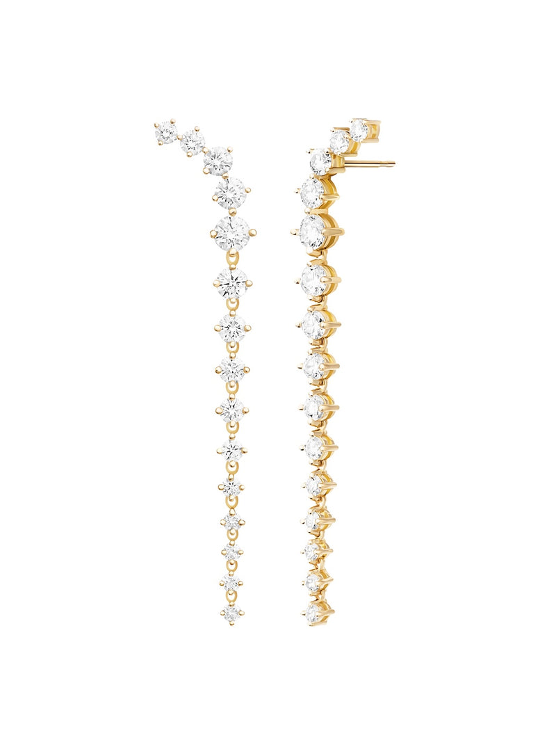 Aria Dagger Earring Long in 18k Yellow Gold with White Diamonds — Melissa Kaye
