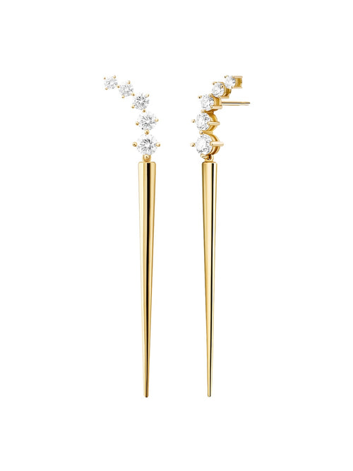 Aria Dagger Earring in 18k Yellow Gold with Partial Diamond Setting — Melissa Kaye