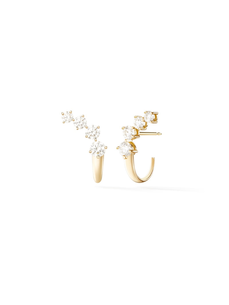 Aria Dagger Huggie Hoop in 18k Yellow Gold with White Diamonds — Melissa Kaye