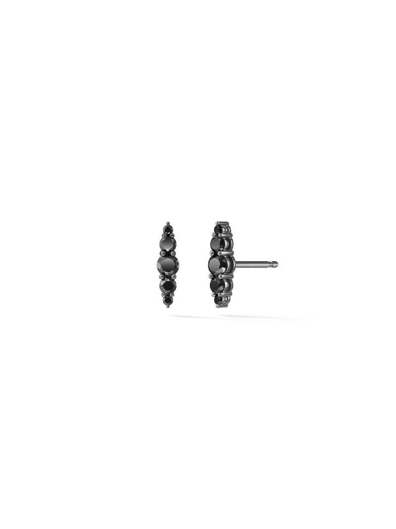 Aria Graduated Stud in 18k Blackened Gold with Black Diamonds — Melissa Kaye