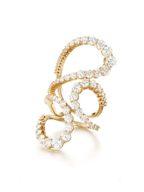 Aria Jane Ring Large in 18k Yellow Gold with White Diamonds — Melissa Kaye