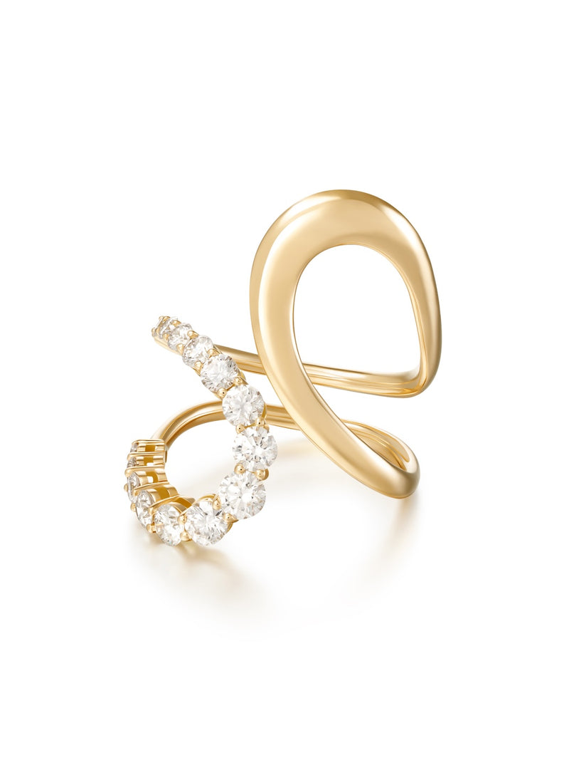 Aria Jane Ring in 18k Yellow Gold with Partial Diamond Setting — Melissa Kaye