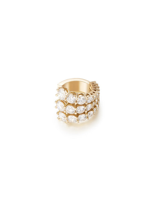 Aria Three Row Earcuff in 18k Yellow Gold with White Diamonds — Melissa Kaye