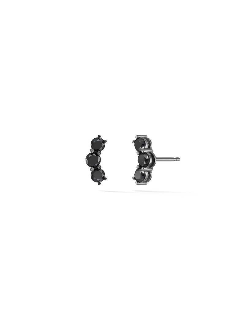Aria Triplet Stud in 18k Blackened Gold with Black Diamonds — Melissa Kaye
