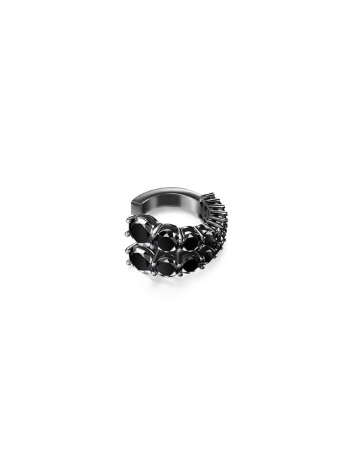 Aria Two Row Earcuff in 18k Blackened Gold with Black Diamonds — Melissa Kaye