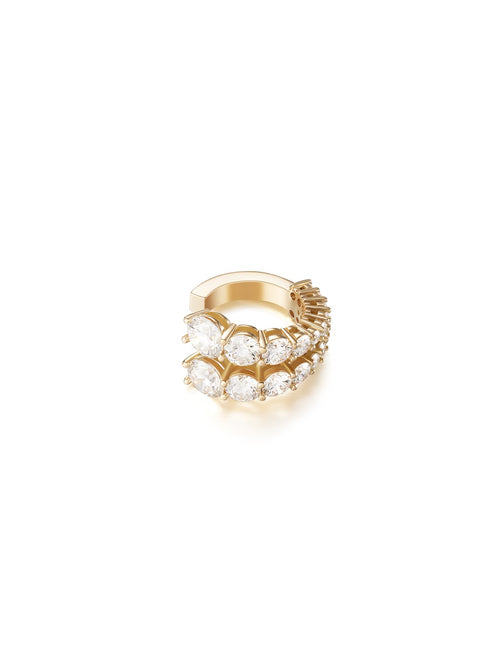 Aria Two Row Earcuff in 18k Yellow Gold with White Diamonds — Melissa Kaye