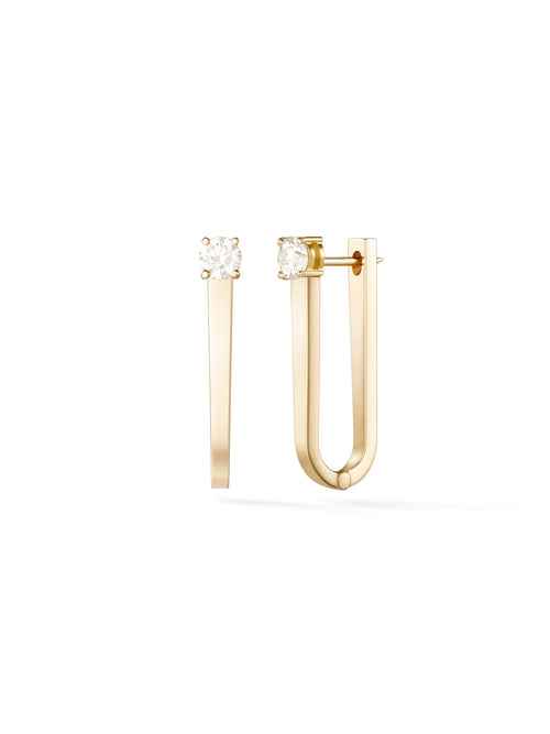 Aria U Hoop in 18k Yellow Gold with Partial White Diamonds — Melissa Kaye