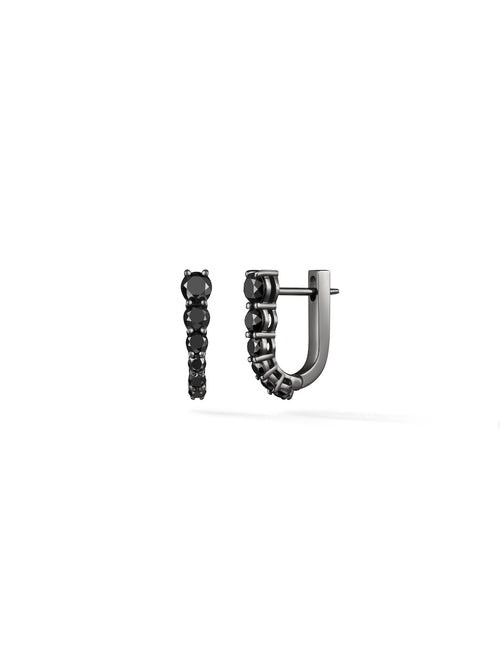 Aria U Huggie Hoop in 18k Blackened Gold with Black Diamonds — Melissa Kaye