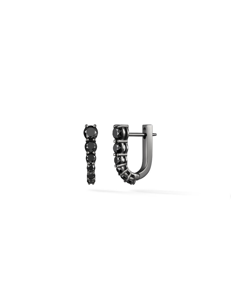 Aria U Huggie Hoop in 18k Blackened Gold with Black Diamonds — Melissa Kaye