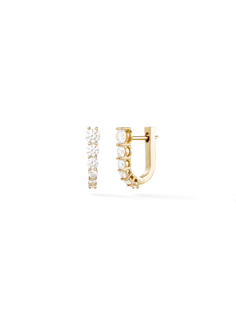 Aria U Huggie Hoop in 18k Yellow Gold with White Diamonds — Melissa Kaye
