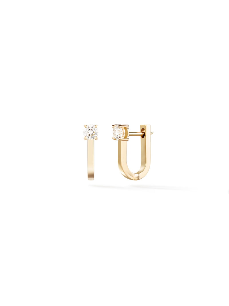 Aria U Huggie Hoop in 18k Yellow Gold with White Diamonds — Melissa Kaye