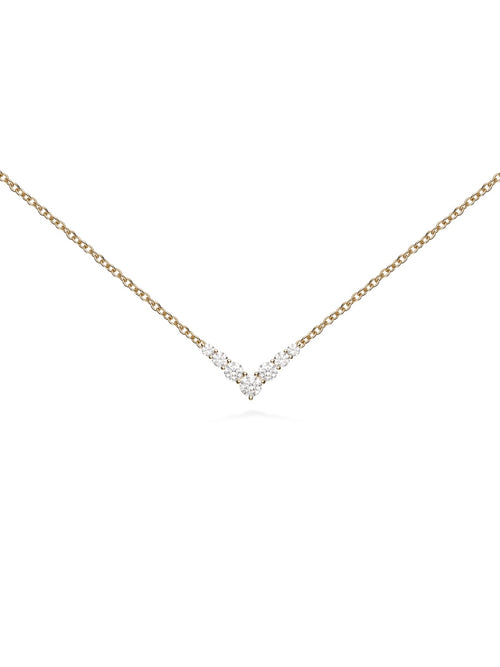 Aria V Necklace Mini in 18k Yellow Gold with White Diamonds — Melissa Kaye