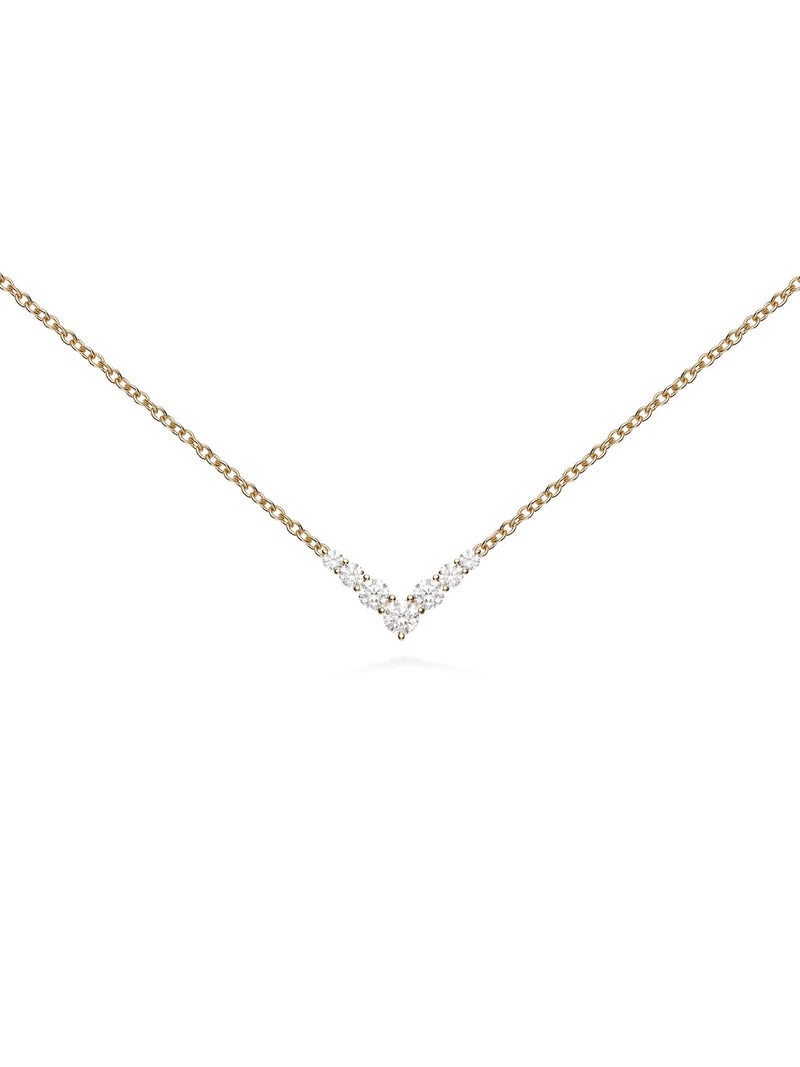 Aria V Necklace Mini in 18k Yellow Gold with White Diamonds — Melissa Kaye