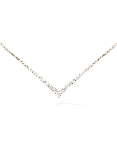 Aria V Necklace in 18k Yellow Gold with White Diamonds — Melissa Kaye