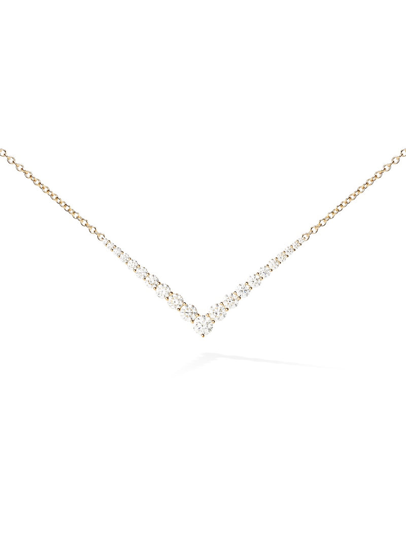 Aria V Necklace in 18k Yellow Gold with White Diamonds — Melissa Kaye