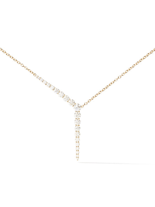Aria Y Necklace in 18k Yellow Gold with White Diamonds — Melissa Kaye