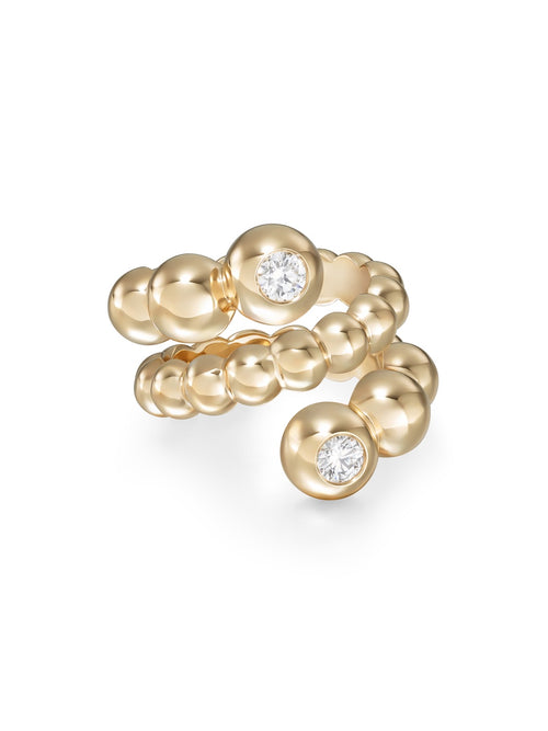 Audrey Coil Ring in 18k Yellow Gold with Partial Diamond Setting — Melissa Kaye