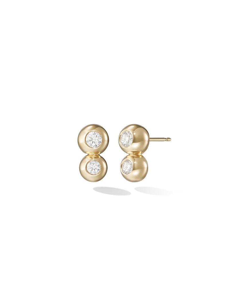 Audrey Double Stud Large in 18k Yellow Gold with White Diamonds — Melissa Kaye