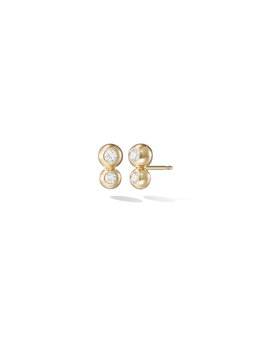 Audrey Double Stud Small in 18k Yellow Gold with White Diamonds — Melissa Kaye