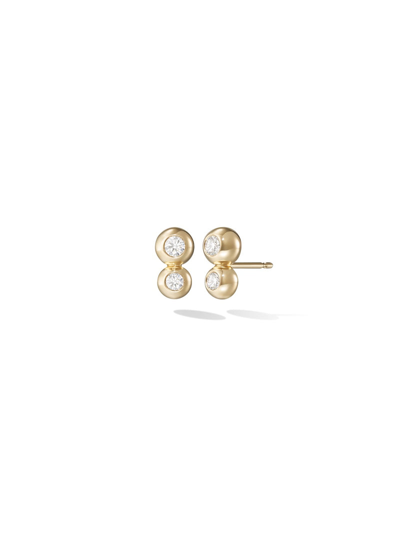 Audrey Double Stud Small in 18k Yellow Gold with White Diamonds — Melissa Kaye