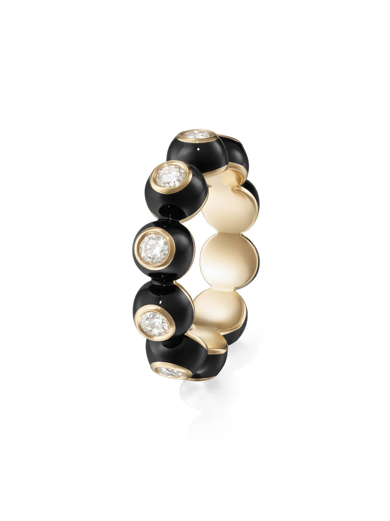 Audrey Eternity Band in Black Enamel and 18k Yellow Gold with White Diamonds — Melissa Kaye