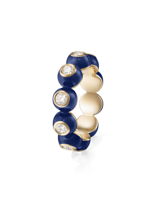 Audrey Eternity Band in Navy Enamel and 18k Yellow Gold with White Diamonds — Melissa Kaye
