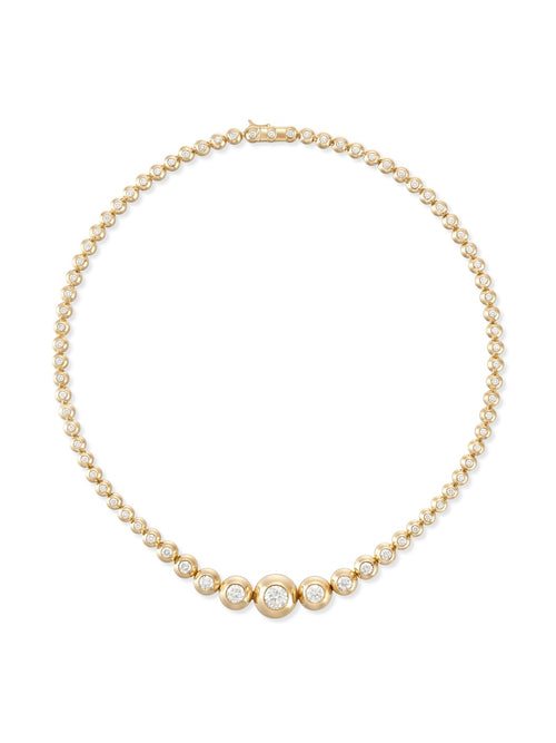 Audrey Graduated Necklace in 18k Yellow Gold with White Diamonds — Melissa Kaye