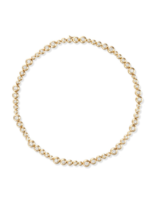 Audrey Graduated Repeating Necklace in 18k Yellow Gold with White Diamonds — Melissa Kaye