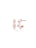 Audrey Huggie Hoop in Pastel Pink Enamel and 18k Pink Gold with White Diamonds — Melissa Kaye