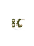 Audrey Huggie Hoop in Army Green Enamel and 18k Yellow Gold with White Diamonds — Melissa Kaye