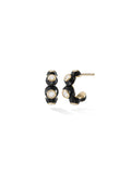 Audrey Huggie Hoop in Black Enamel and 18k Yellow Gold with White Diamonds — Melissa Kaye