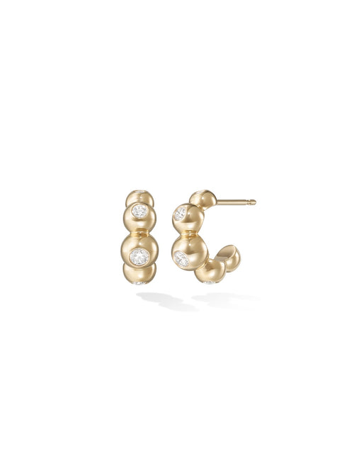 Audrey Huggie Hoop in 18k Yellow Gold with White Diamonds — Melissa Kaye