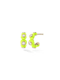 Audrey Huggie Hoop in Neon Yellow Enamel and 18k Yellow Gold with White Diamonds — Melissa Kaye
