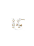 Audrey Huggie Hoop in White Enamel and 18k Yellow Gold with White Diamonds — Melissa Kaye