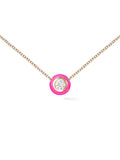 Audrey Pendant Large in 18k Pink Gold with Neon Pink Enamel and White Diamonds — Melissa Kaye
