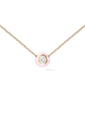 Audrey Pendant Large in 18k Pink Gold with Pastel Pink Enamel and White Diamonds — Melissa Kaye