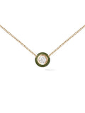 Audrey Pendant Large in 18k Yellow Gold with Army Green Enamel and White Diamonds — Melissa Kaye