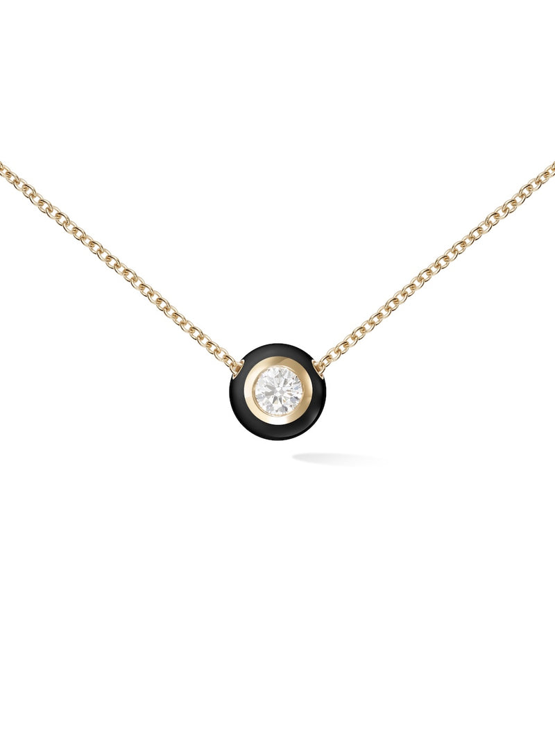 Audrey Pendant Large in 18k Yellow Gold with Black Enamel and White Diamonds — Melissa Kaye