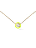 Audrey Pendant Large in 18k Yellow Gold with Neon Yellow Enamel and White Diamonds — Melissa Kaye