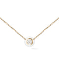 Audrey Pendant Large in 18k Yellow Gold with White Enamel and White Diamonds — Melissa Kaye