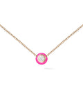 Audrey Pendant Small in 18k Pink Gold with Neon Pink Enamel and White Diamonds — Melissa Kaye